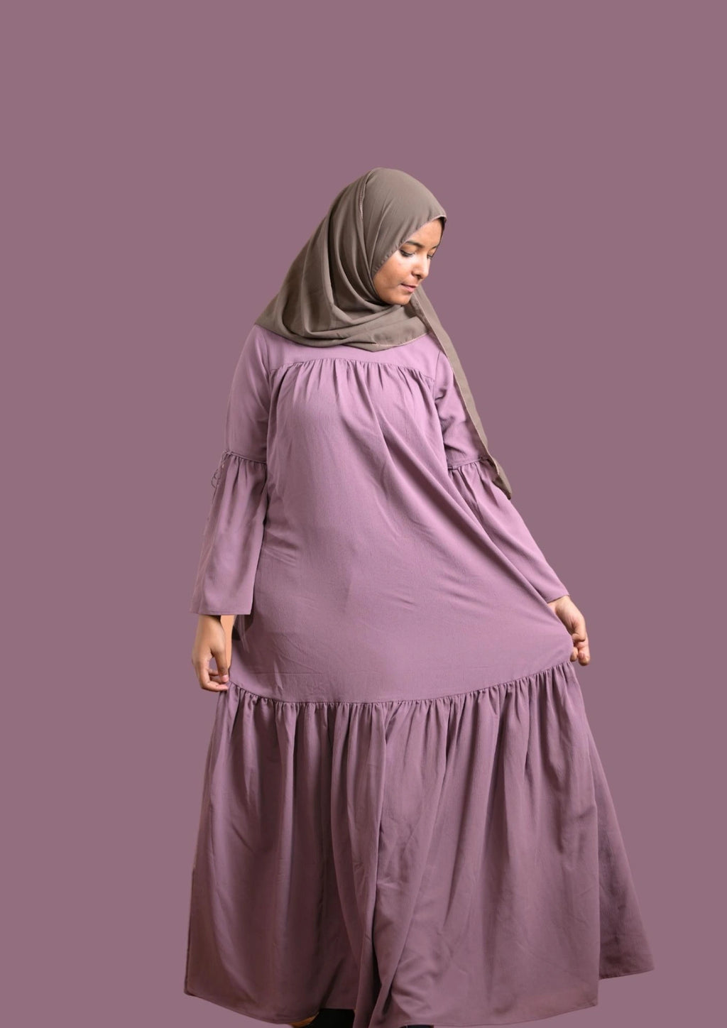 baraqah female lavender color modest fashion abaya for girls 