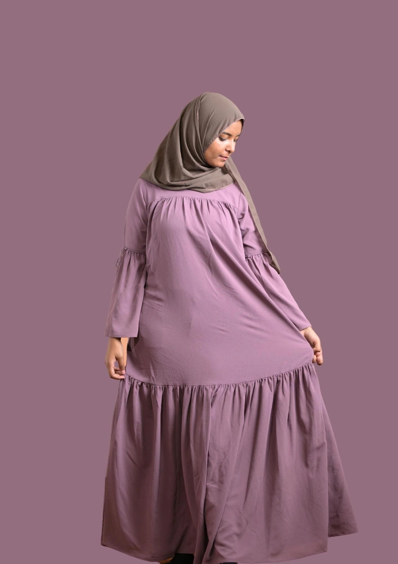 baraqah female lavender color modest fashion abaya for girls 