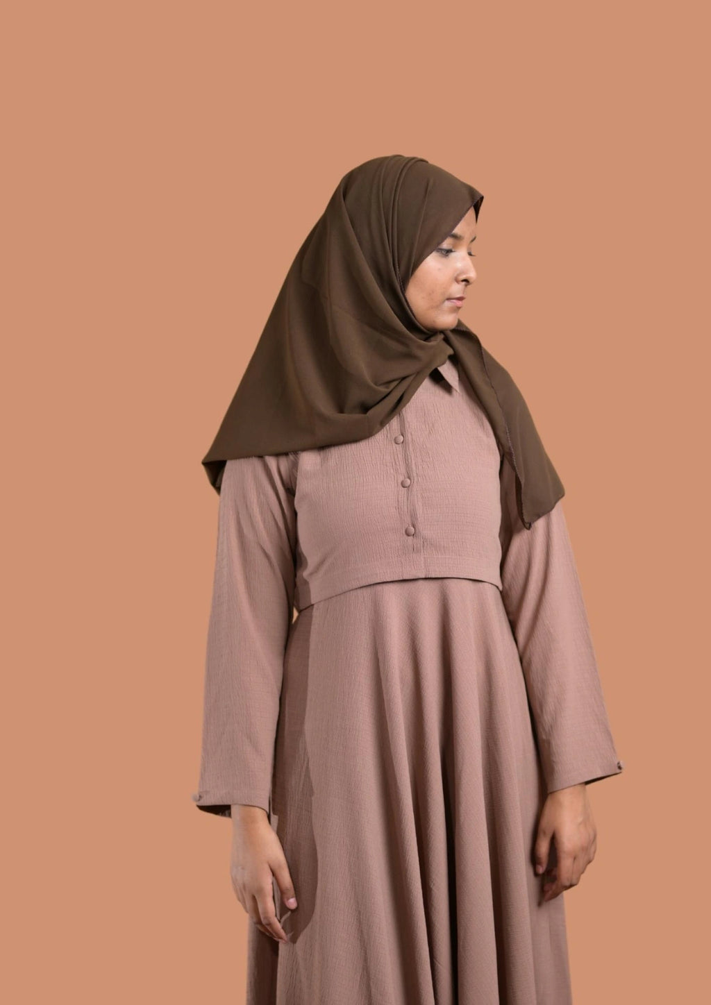 baraqah female modest fashion beige abaya for girls 