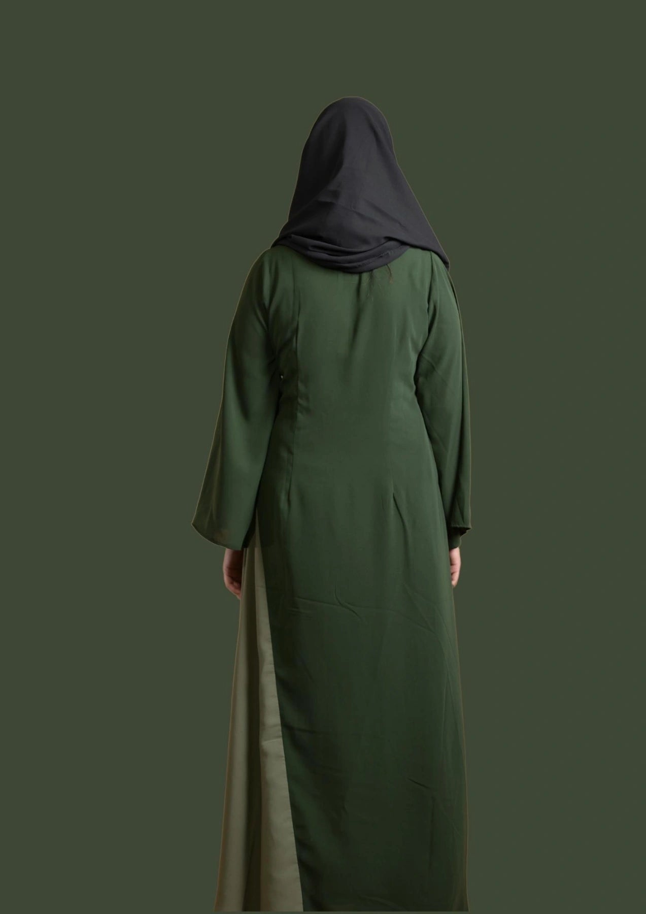 baraqah female green color modest fashion abaya for women 