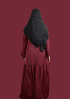 baraqah female maroon color modest fashion abaya for girls 
