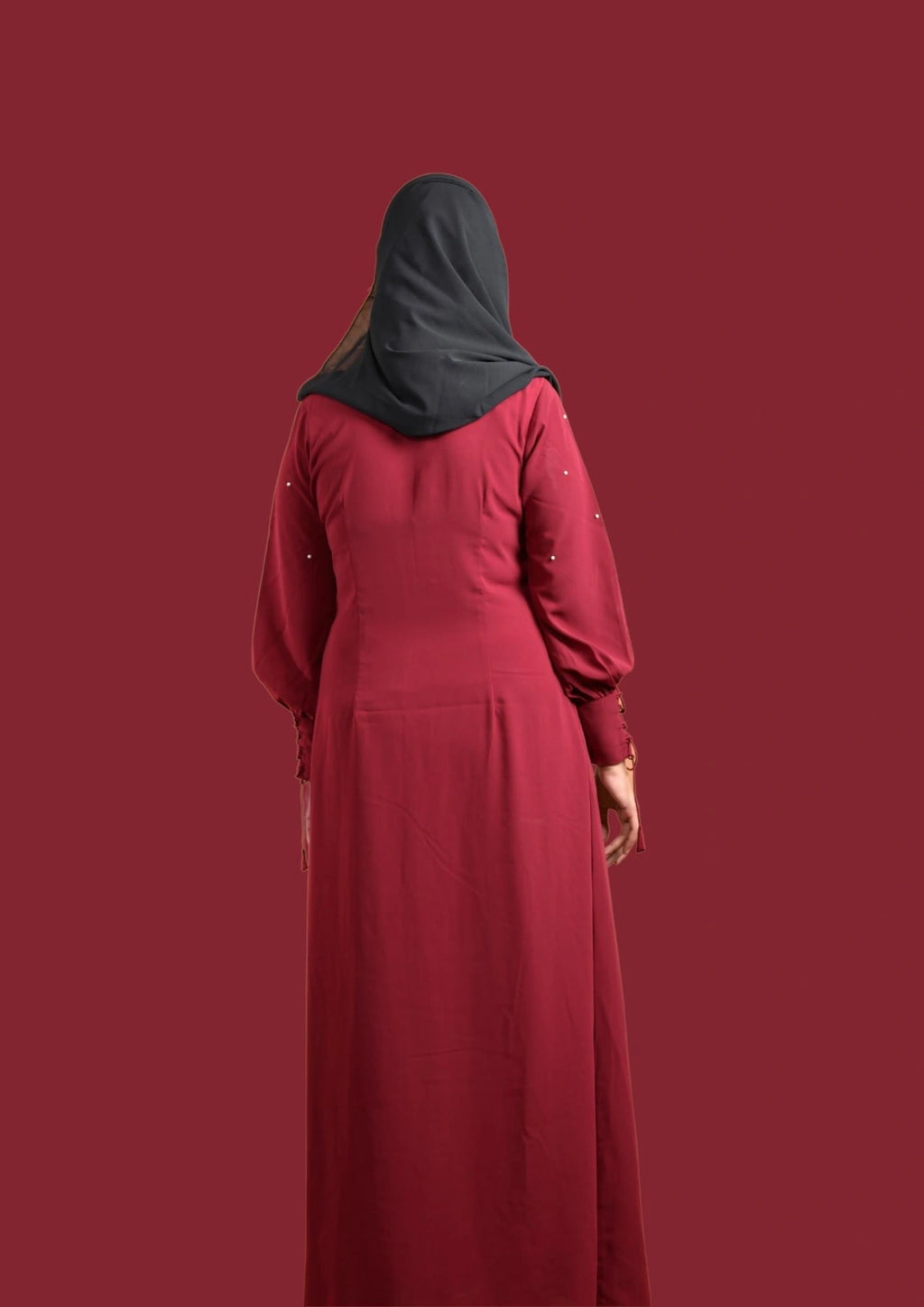 baraqah female red color modest fashion abaya for girls 