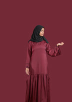baraqah female maroon color modest fashion abaya for girls 