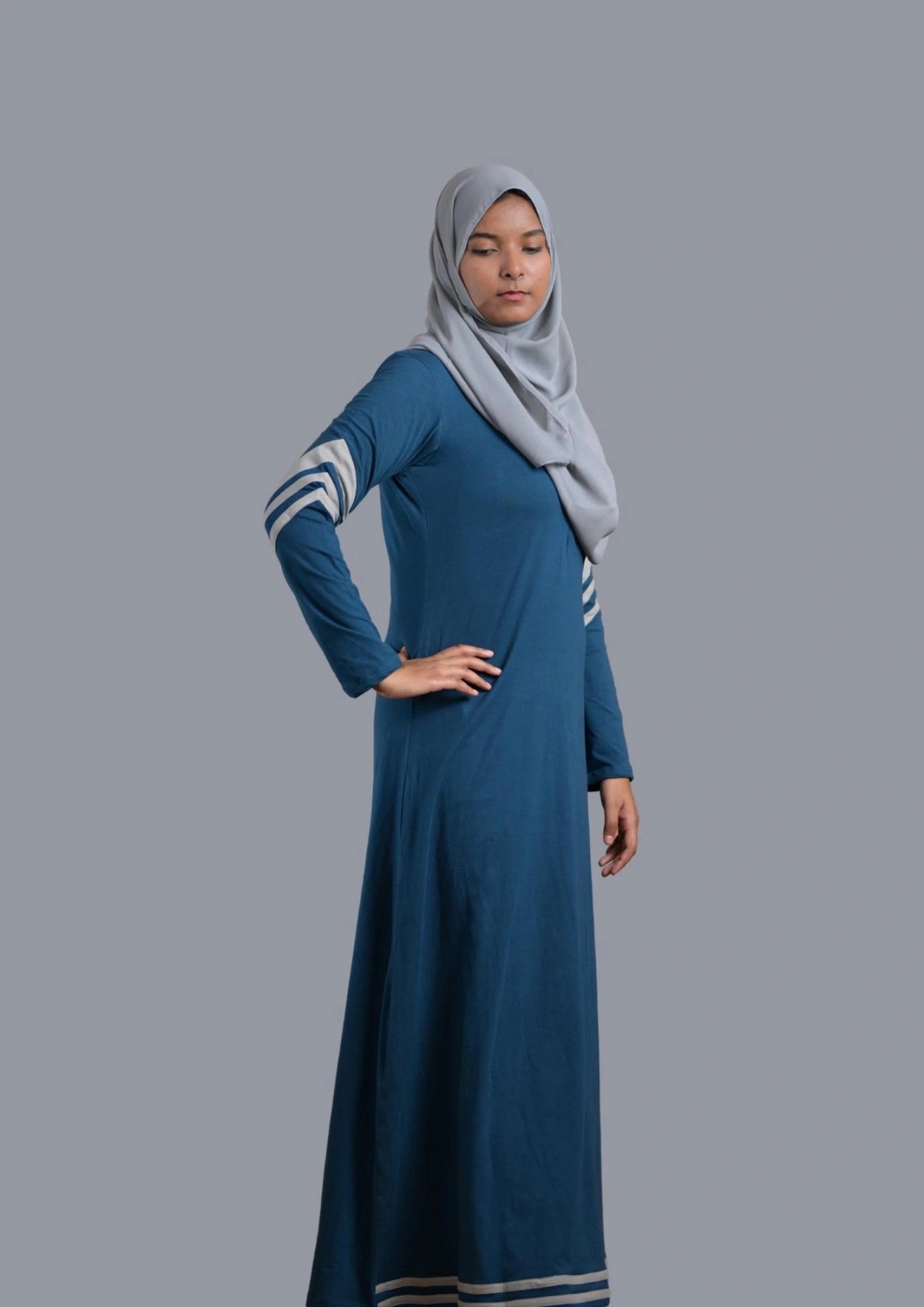 baraqah modest fashion light  blue abaya for women