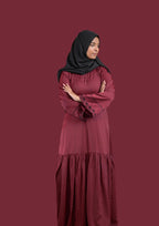 baraqah female maroon color modest fashion abaya for girls 