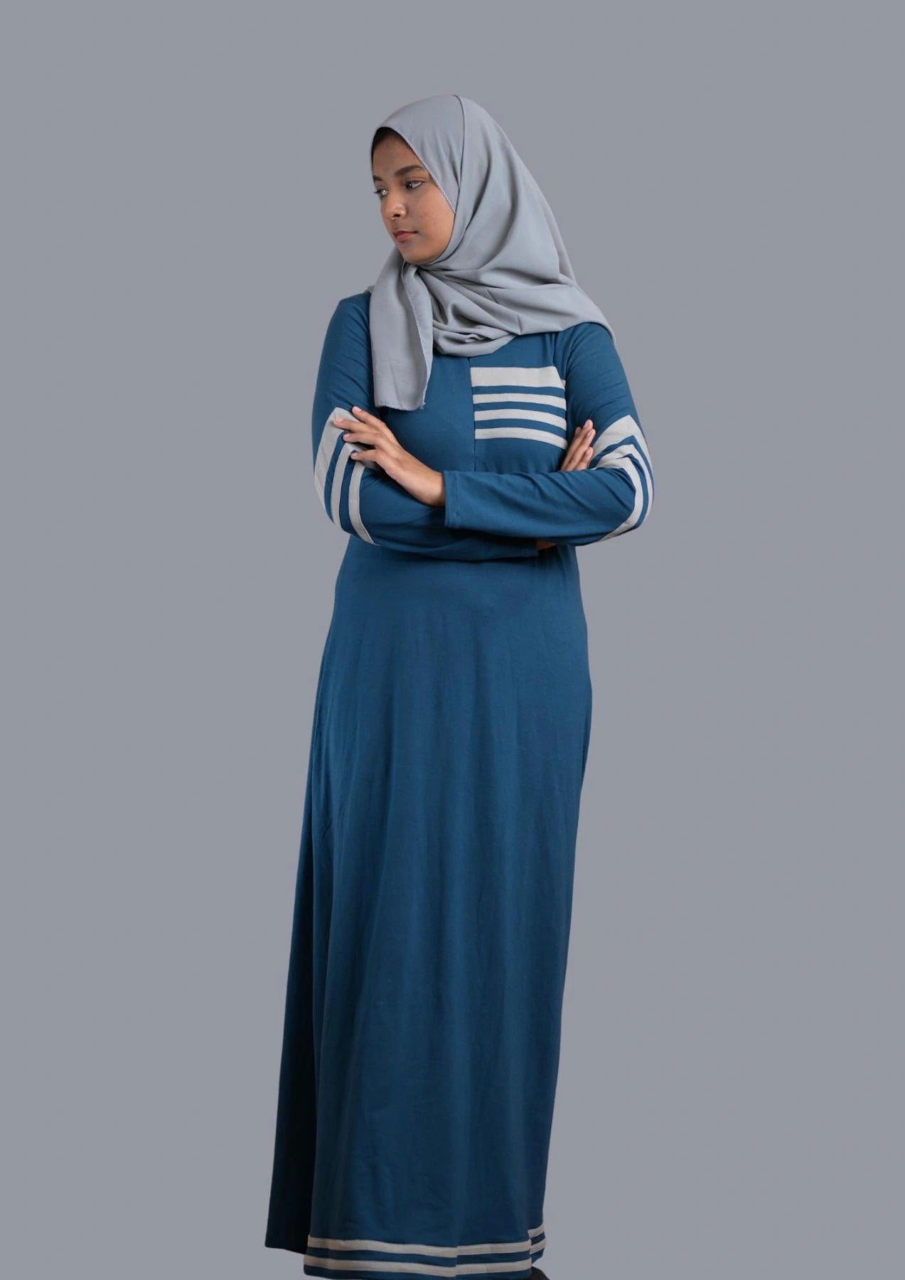 baraqah modest fashion light blue abaya for women