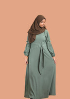 baraqah female green color modest fashion abaya for girls 