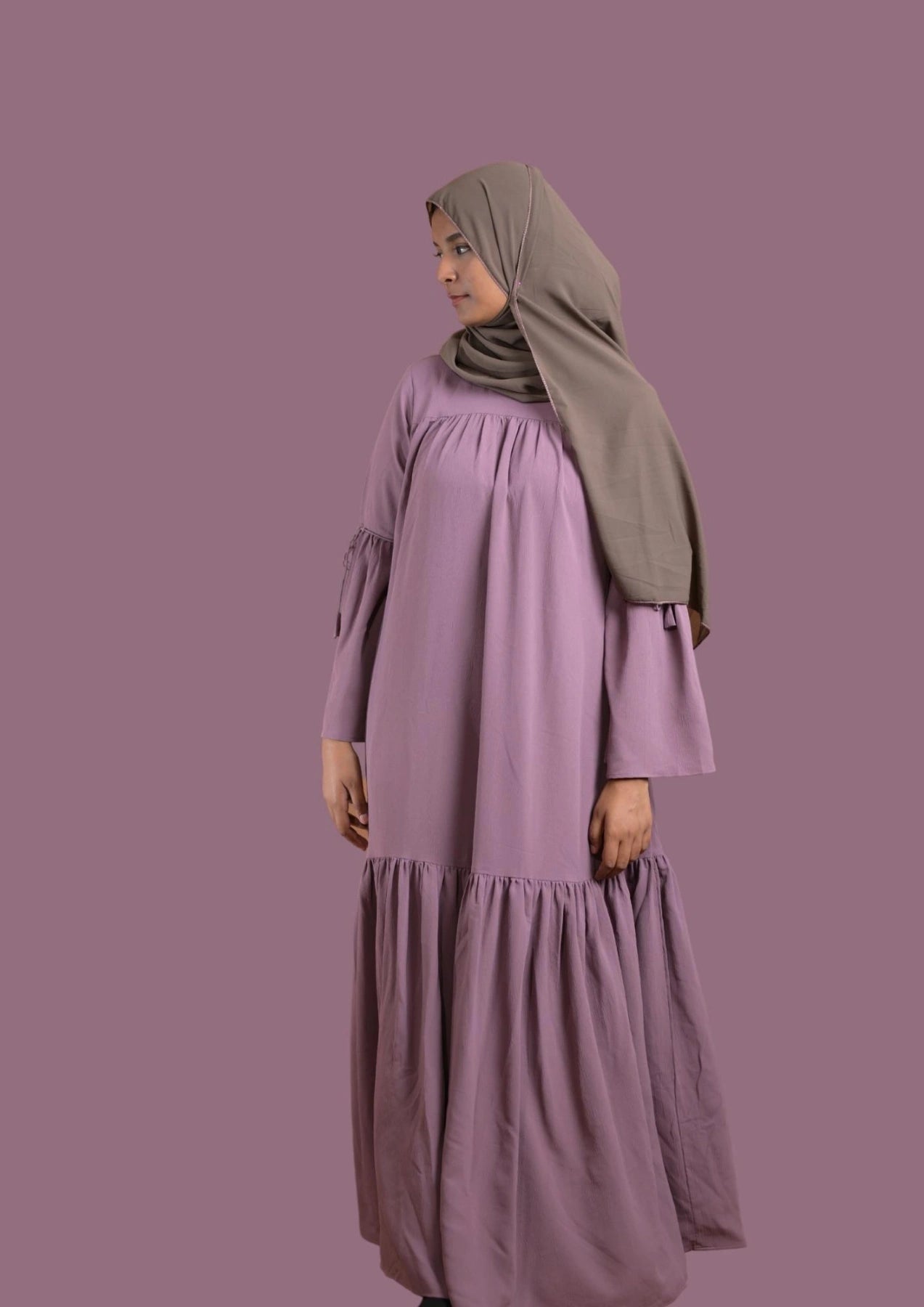 baraqah female lavender color modest fashion abaya for girls 