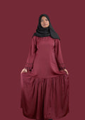 baraqah female maroon color modest fashion abaya for girls 