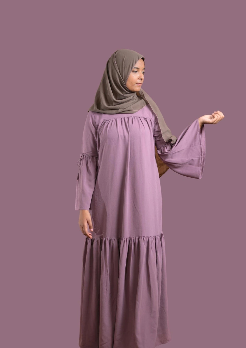 baraqah female lavender color modest fashion abaya for girls 