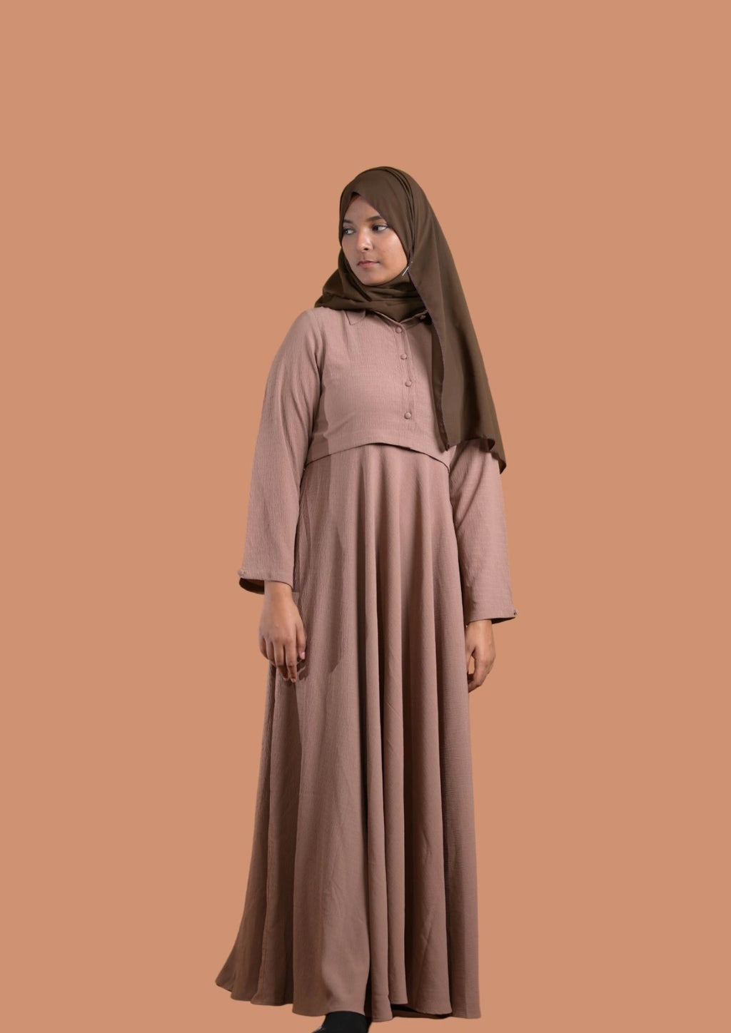 baraqah female modest fashion beige abaya for girls 