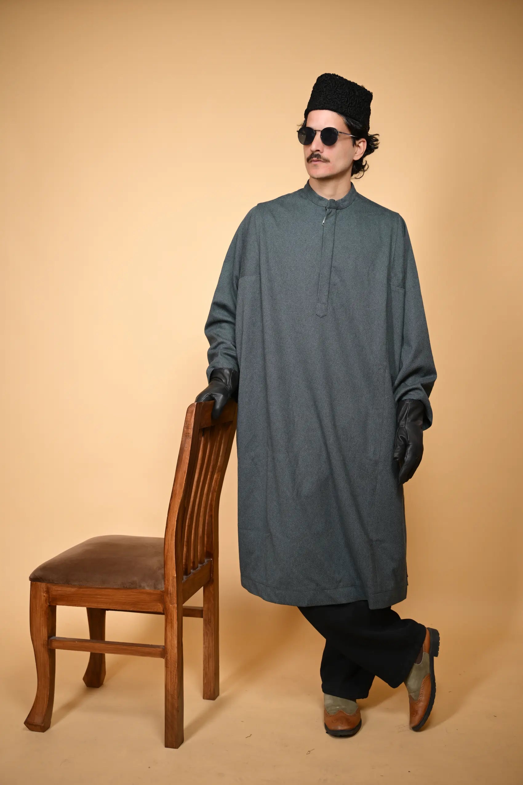 baraqah aquamarine lined men pheran 