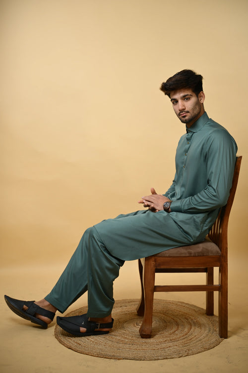 Aquamarine Luma Shirt Collar Kameez Shalwar