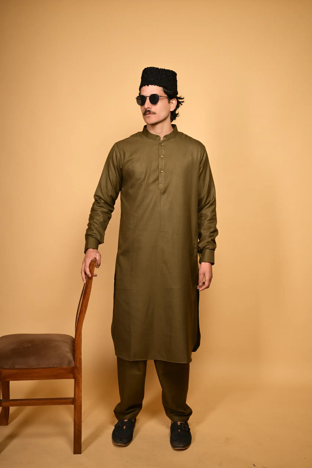 army green pathan kameez shalwaar for men 