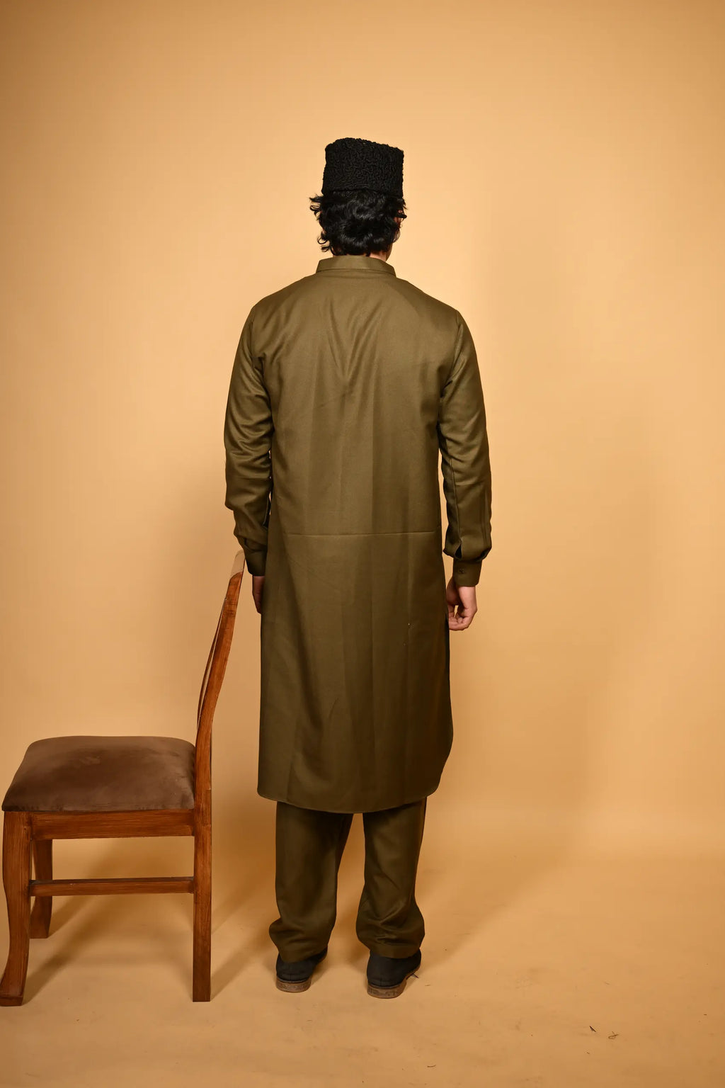 army green pathan kameez shalwaar for men 