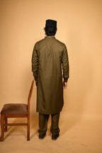 army green pathan kameez shalwaar for men 