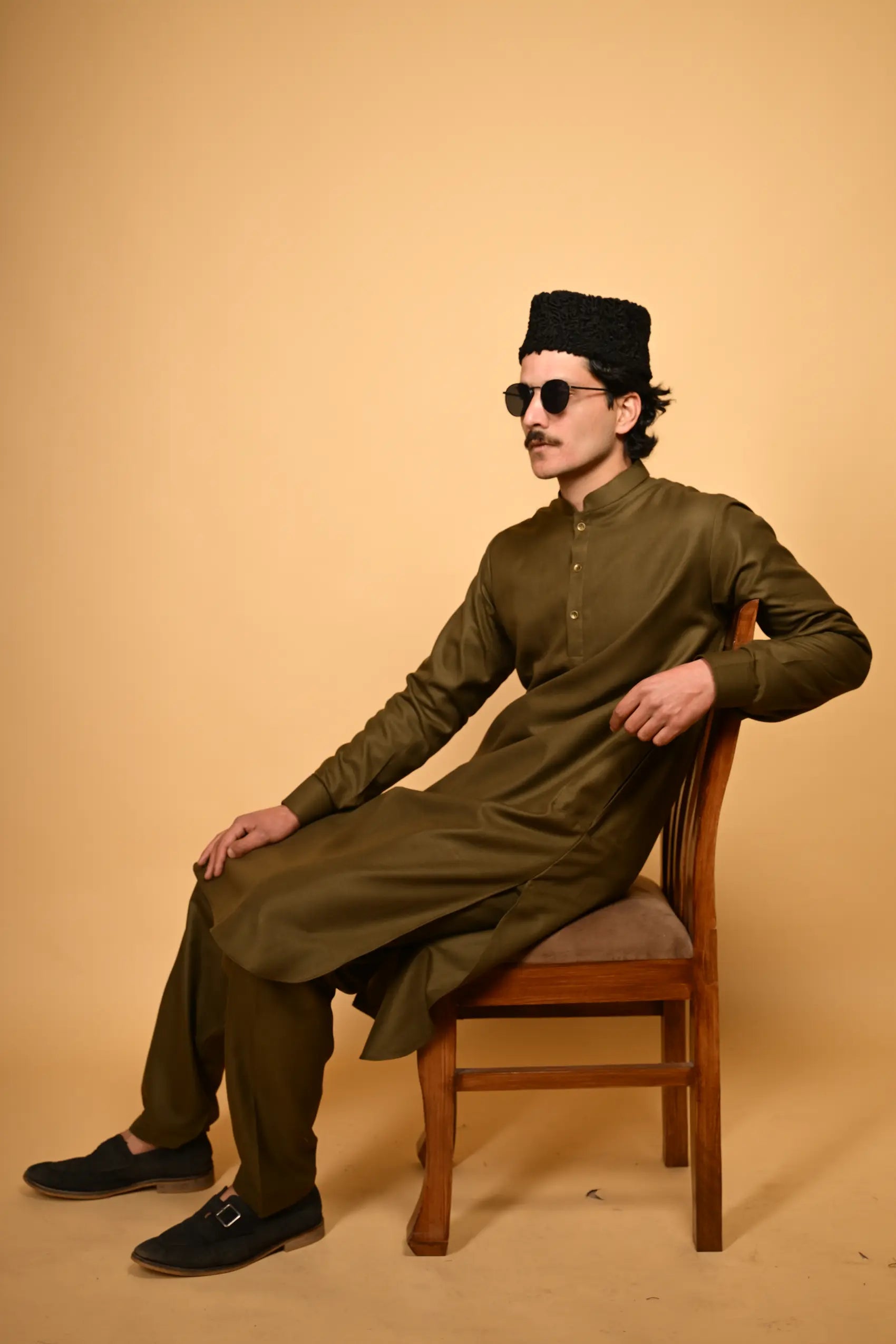 army green pathan kameez shalwaar for men 