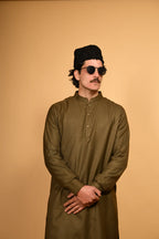 army green pathan kameez shalwaar for men 