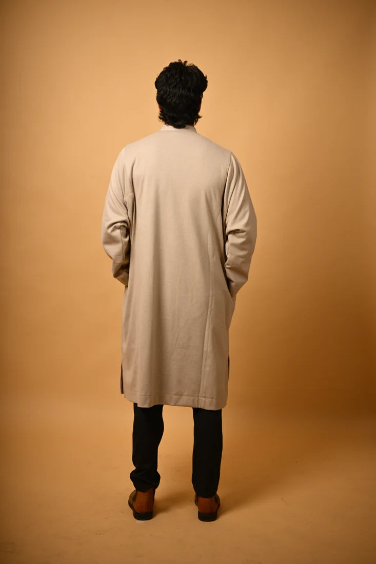 Beige Dotted winter Pheran for men 
