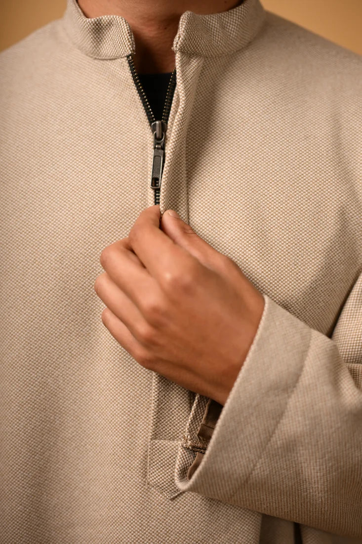 Beige Dotted winter Pheran for men 
