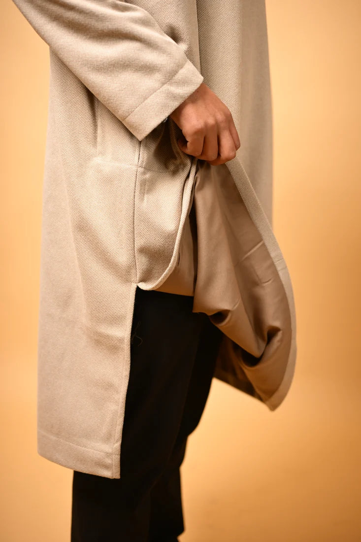Beige Dotted winter Pheran for men 
