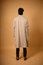 Beige Herringbone winter Pheran for men 
