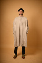 Beige Herringbone winter Pheran for men 

