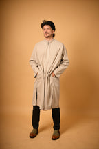 Beige Herringbone winter Pheran for men 
