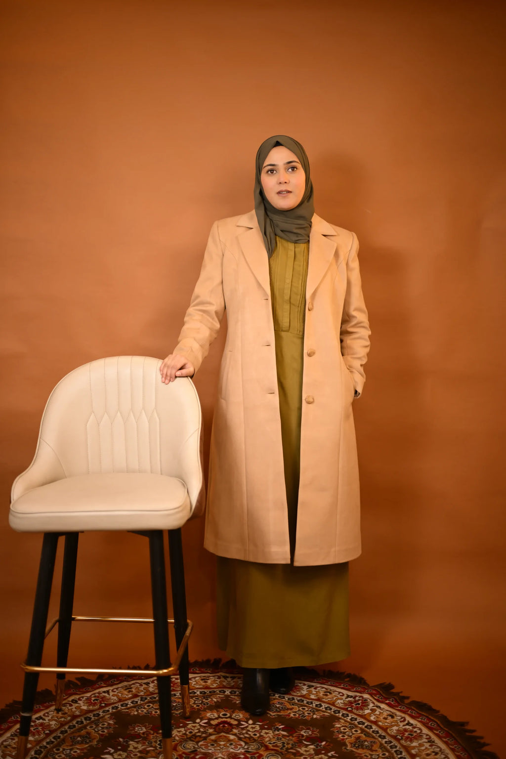 baraqah beige winter overcoat for women
