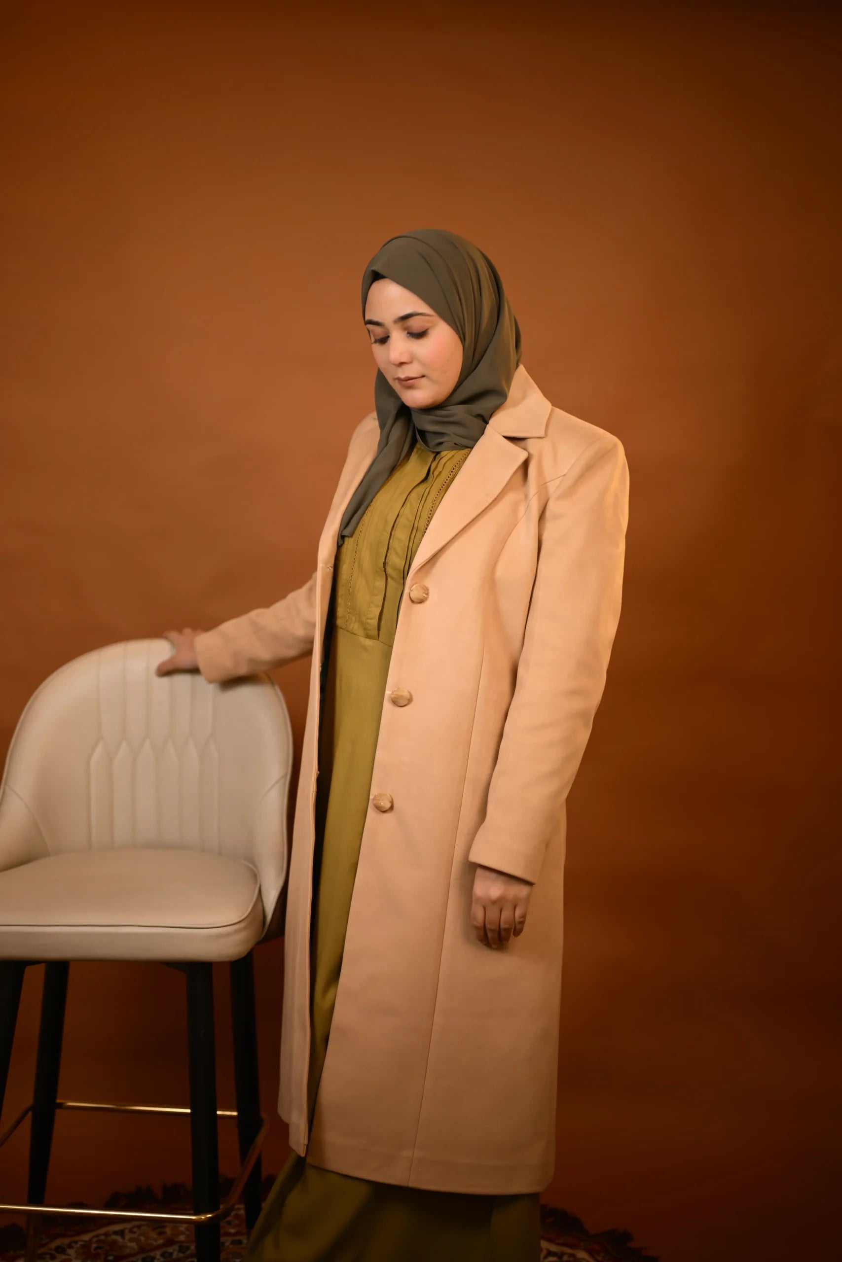 baraqah beige winter overcoat for women