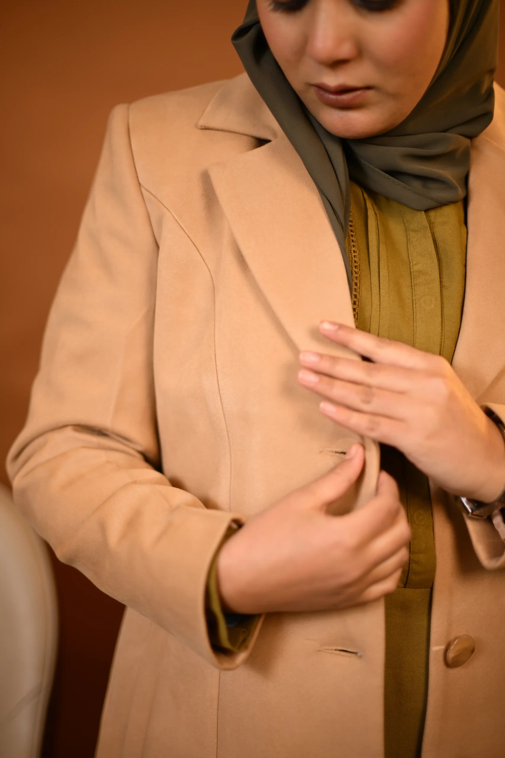baraqah beige winter overcoat for women