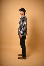 black white bold checks winter blazer for men