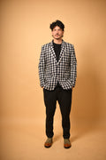black white bold checks winter blazer for men