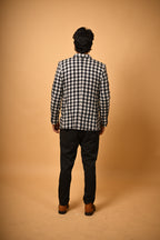 black white bold checks winter blazer for men