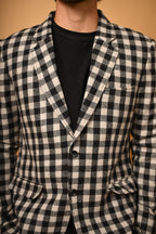 black white bold checks winter blazer for men