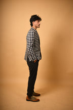 black white bold checks winter blazer for men