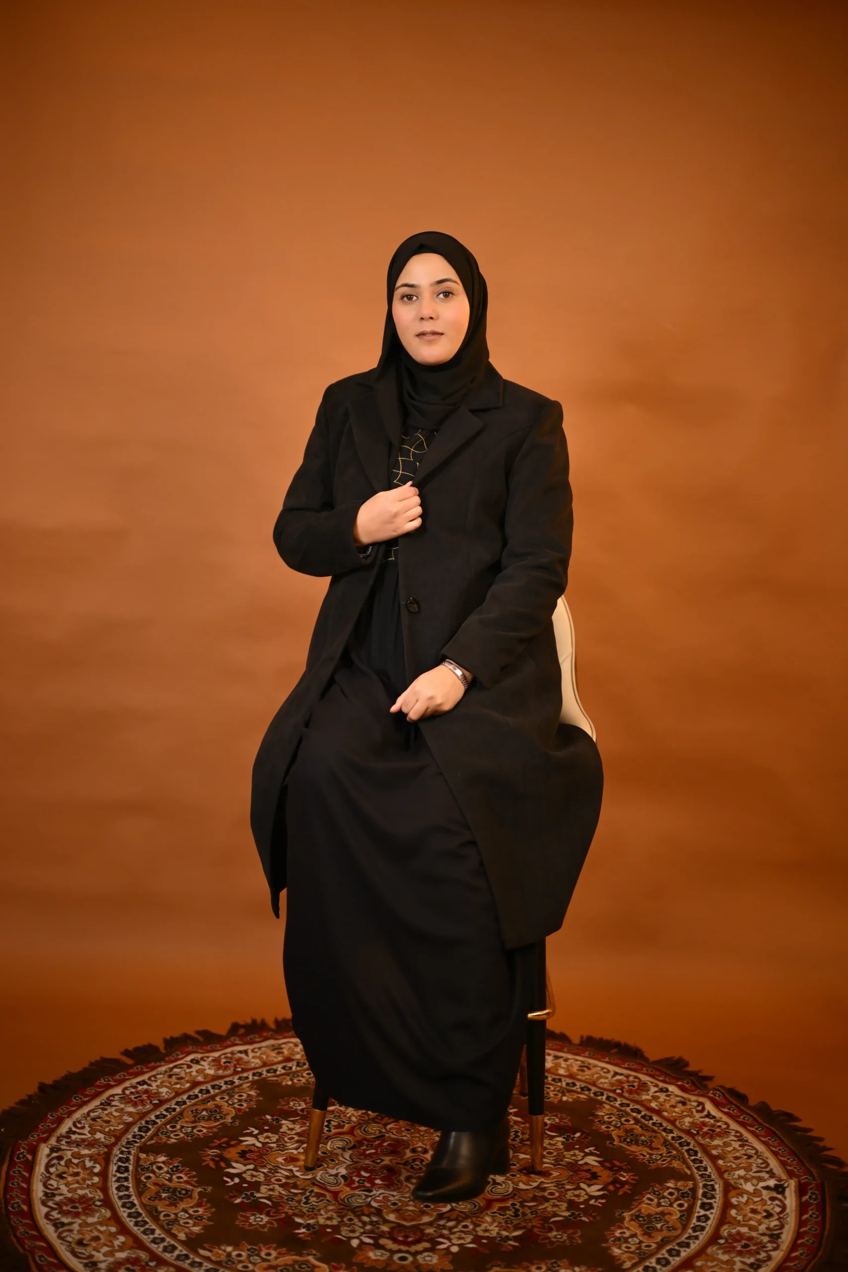 baraqah black winter overcoat for women