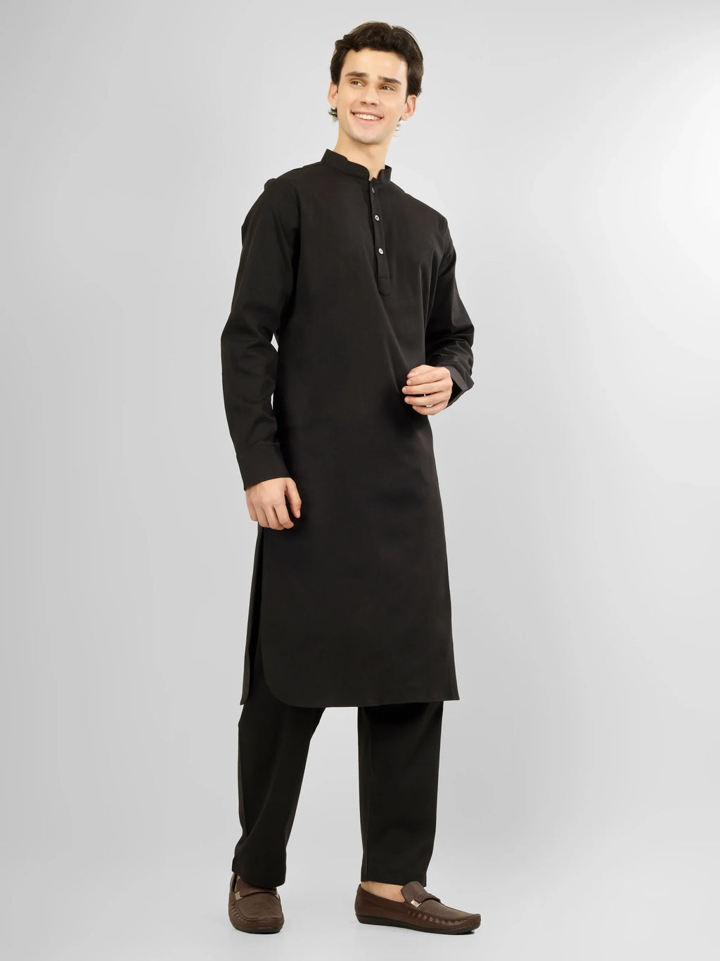 black stretch kameez shalwaar for men 