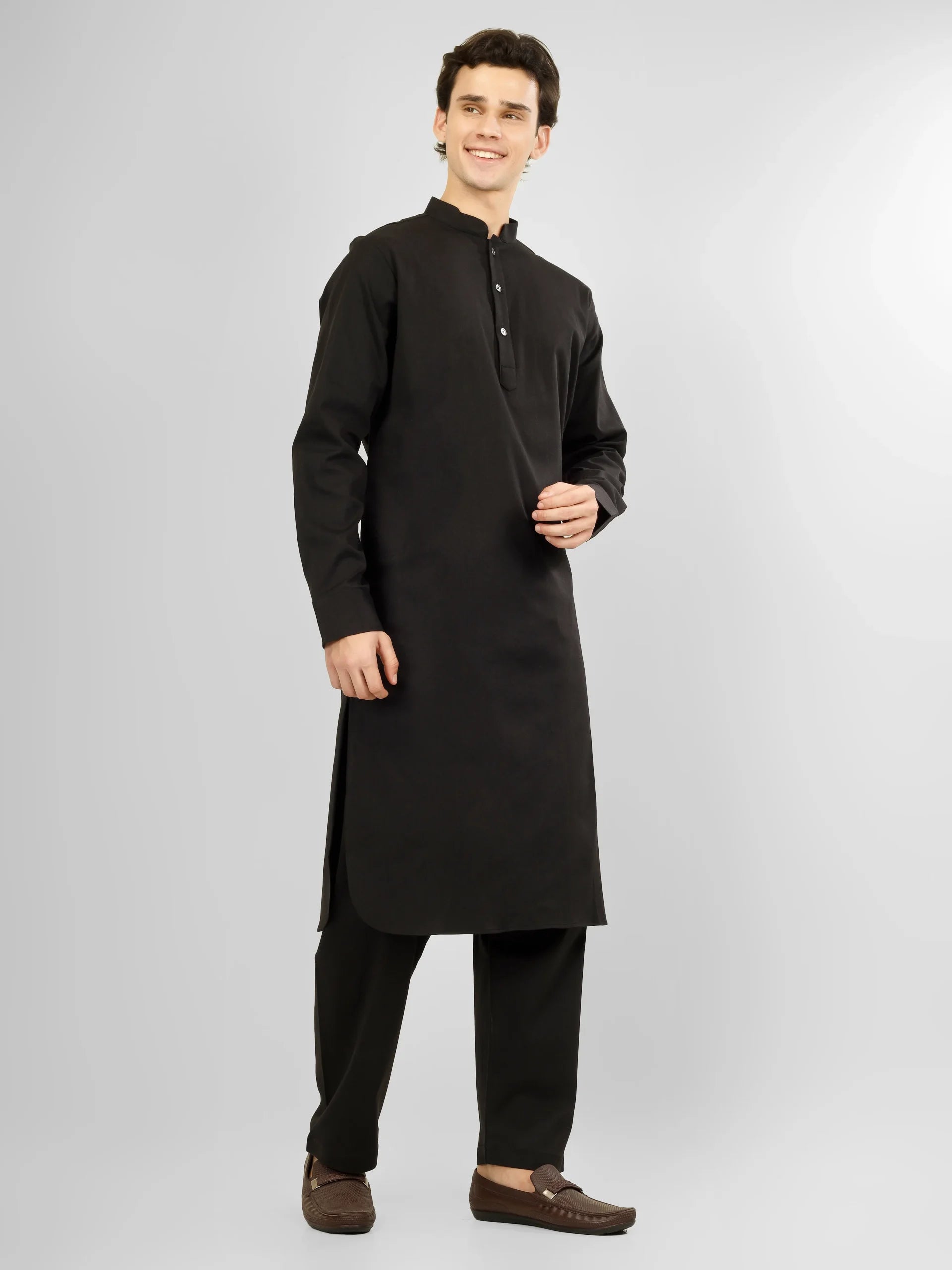 black stretch kameez shalwaar for men 