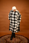 baraqah female winter black and white checked winter pheran 