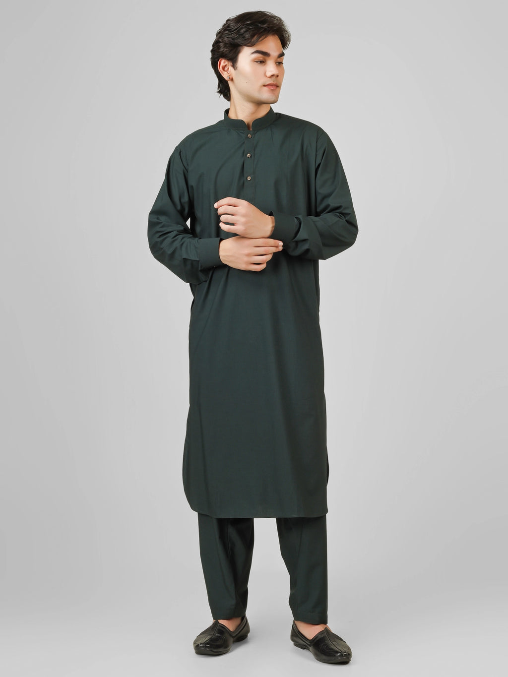 bottle green color  kameez shalwaar for men 