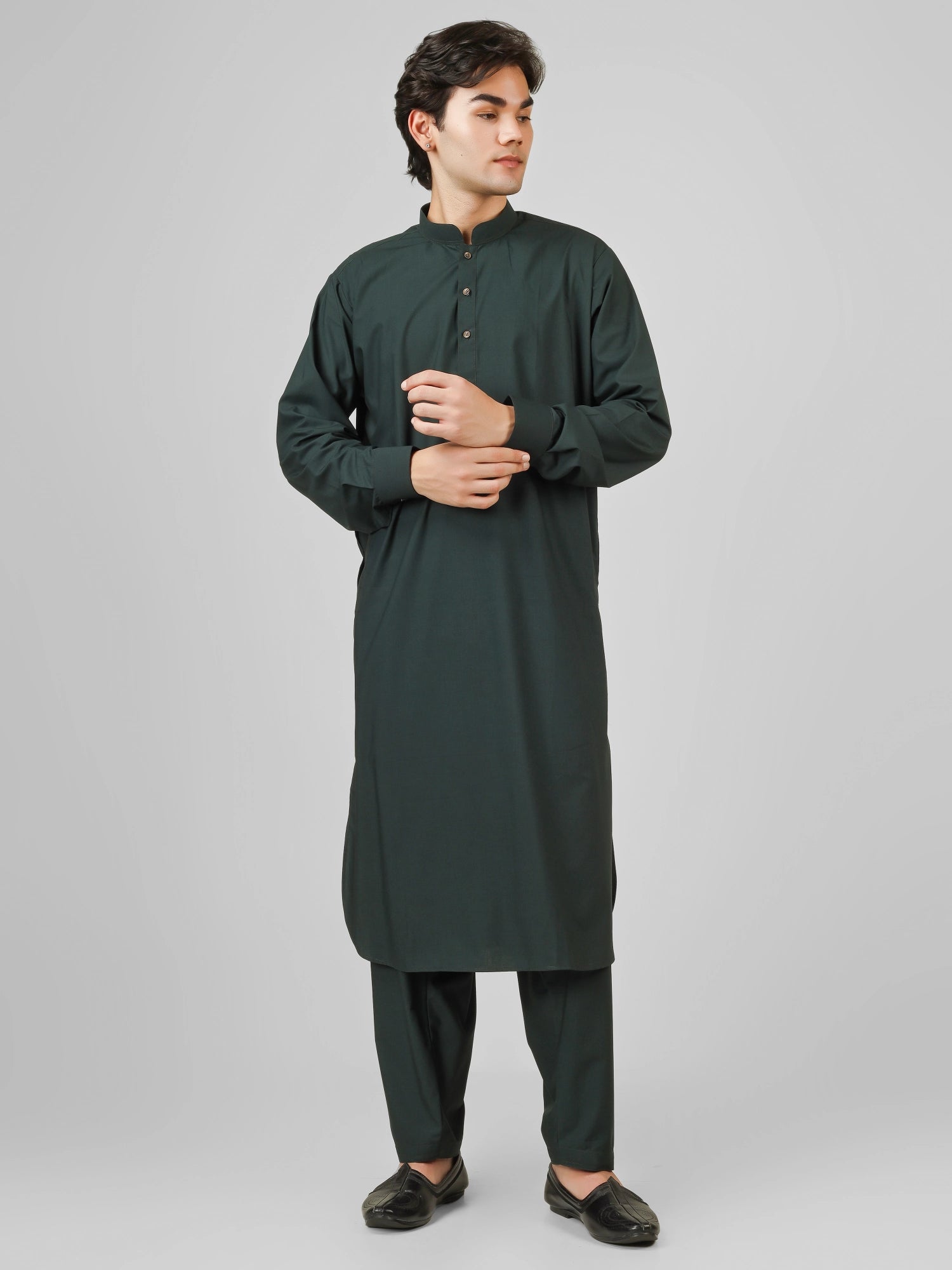 bottle green color  kameez shalwaar for men 