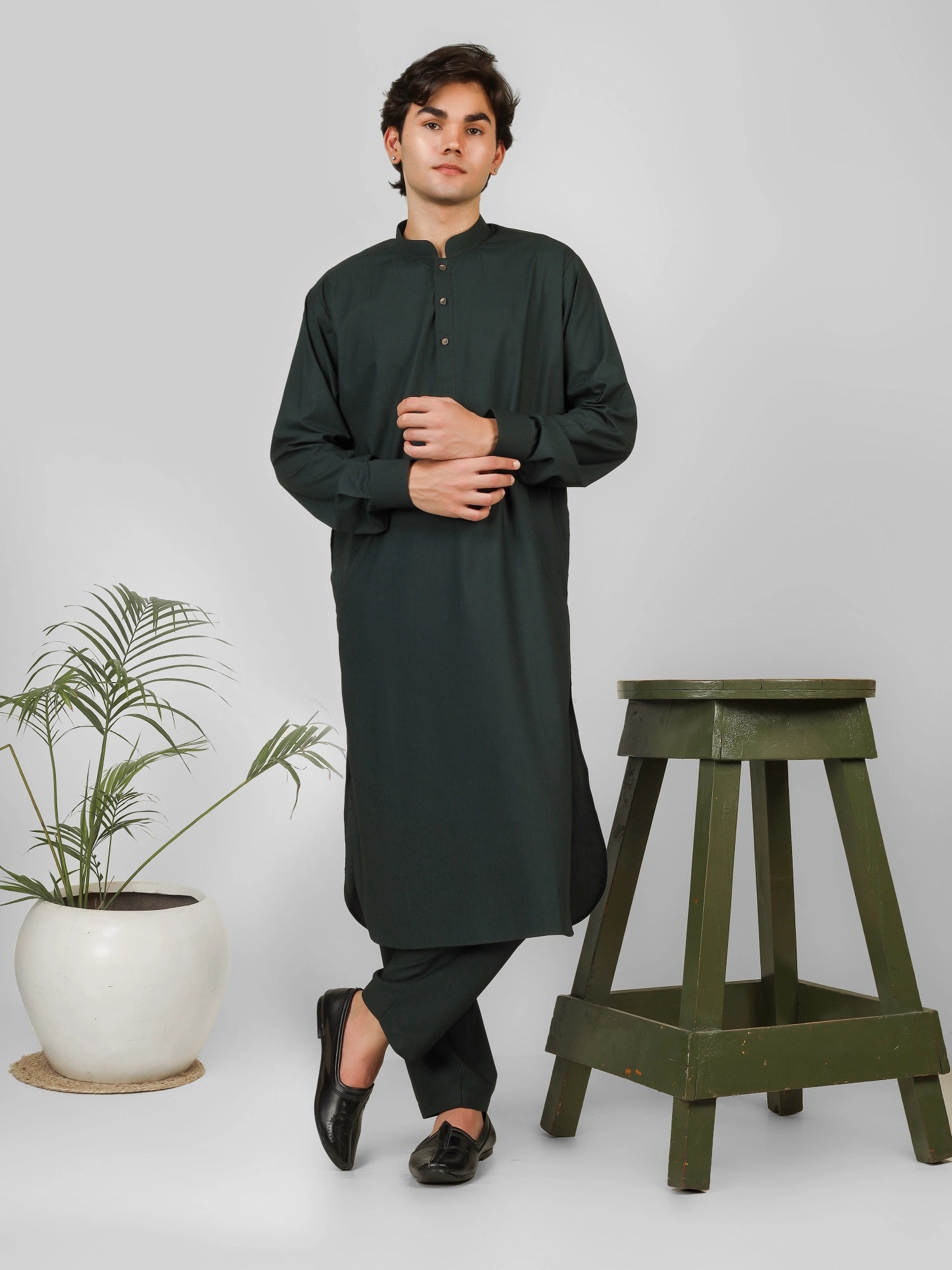 bottle green kameez shalwaar for men 