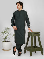 bottle green color  kameez shalwaar for men 