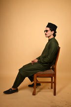 bottle green pathan kameez shalwaar for men 
