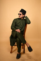 bottle green pathan kameez shalwaar for men 
