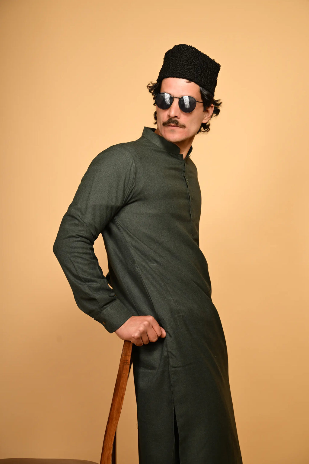 bottle green  jackan winter kameez shalwaar for men
