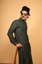 bottle green  jackan winter kameez shalwaar for men