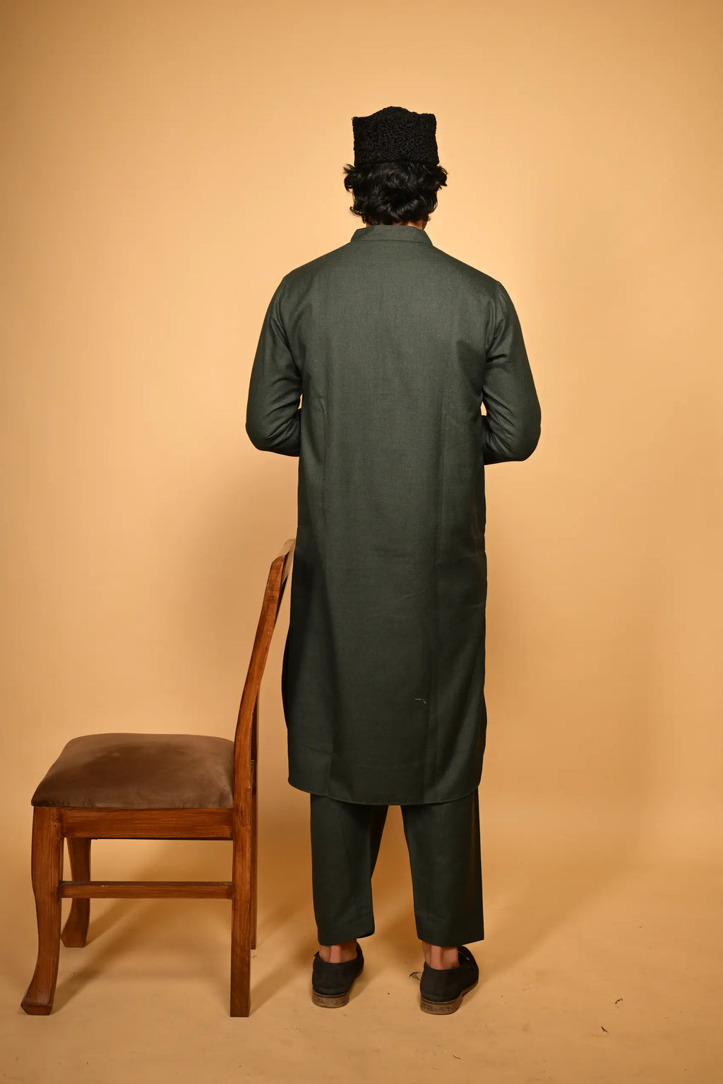 bottle green  jackan winter kameez shalwaar for men