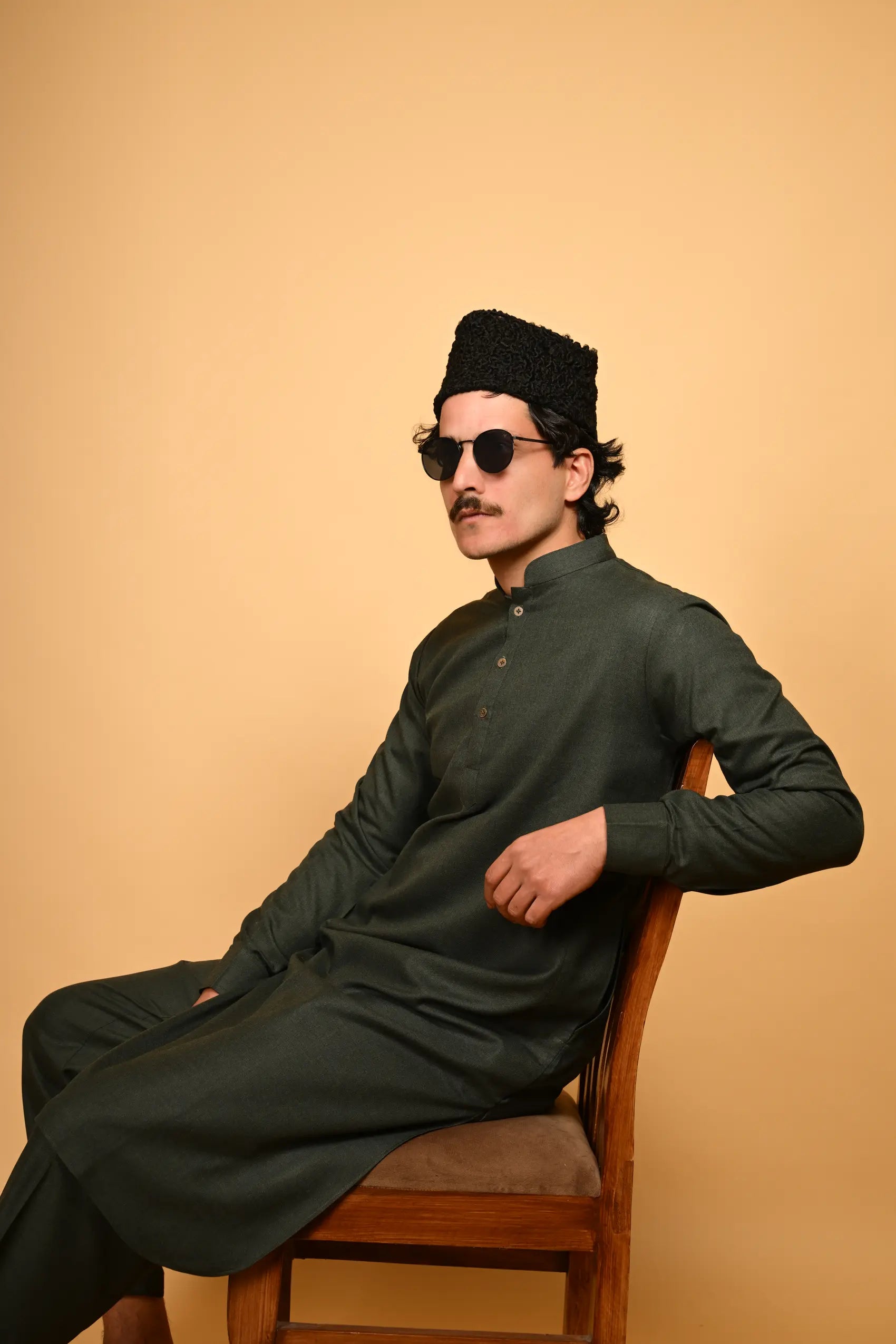 bottle green  jackan winter kameez shalwaar for men